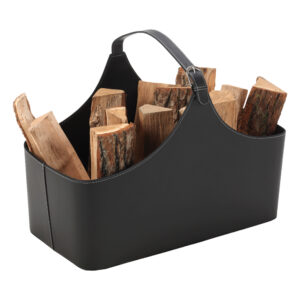 Vedkorg i läderimitation