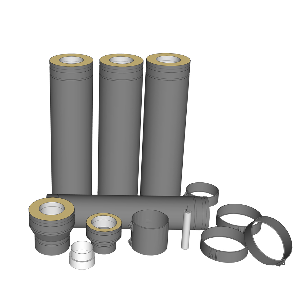 Komplett skorstenspaket för kamin 4 meter – Modulex